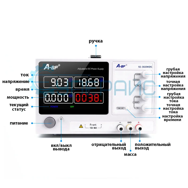 Лабораторный источник питания A-BF SS-3020KDS (30В, 20А) фото 5