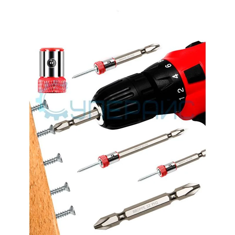 Биты крестовые BROPPE PH2 с магнитным держателем 3 шт фото 3