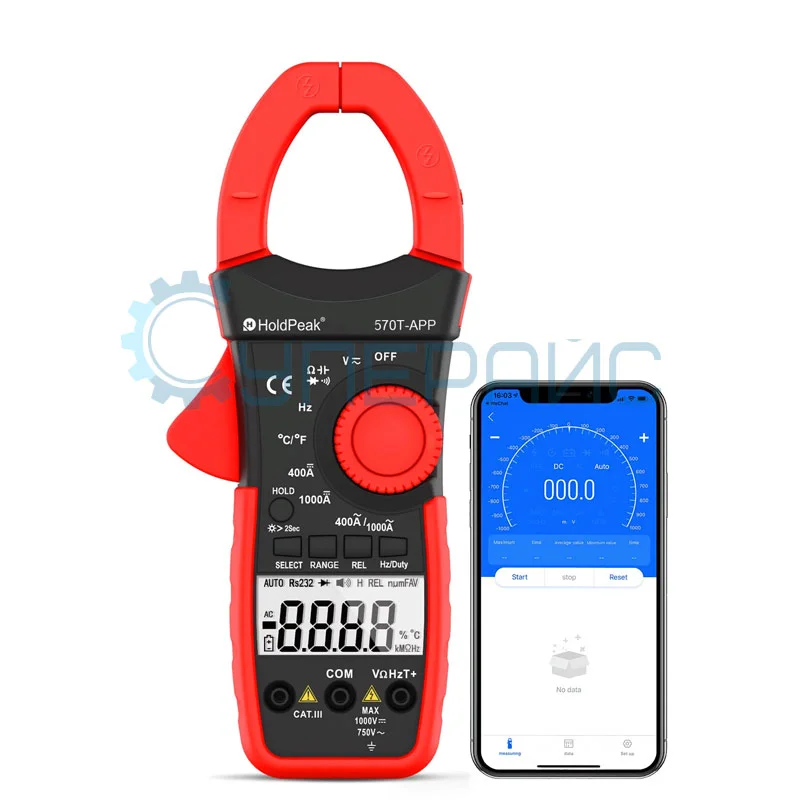 Клещи токоизмерительные HoldPeak HP570T цифровые фото 2