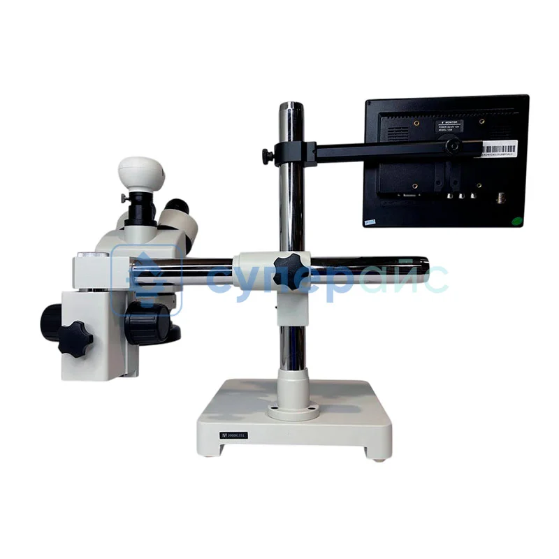 Тринокулярный микроскоп Saike Digital SK2126H2 на штативе с поворотным держателем фото 3