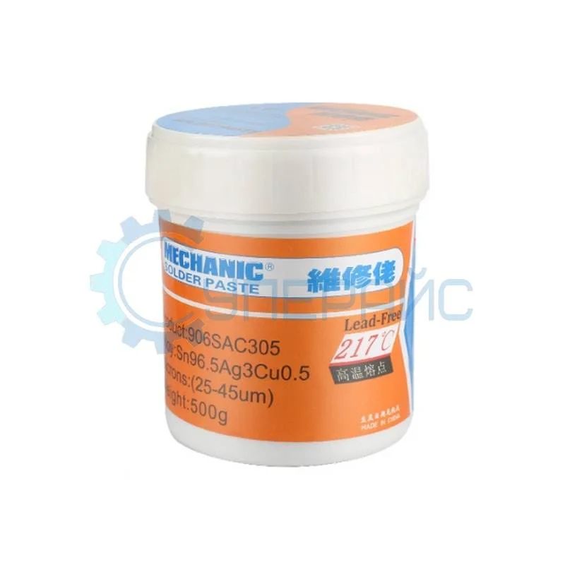 Паста для пайки SMD компонентов MECHANIC 906SAC305 (500 г, в банке) фото 1