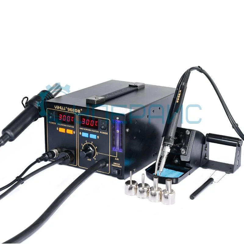 Термовоздушная паяльная станция YIHUA-968DB+ (компрессорная) (3 в 1) с паяльником + дымопоглотитель фото 5