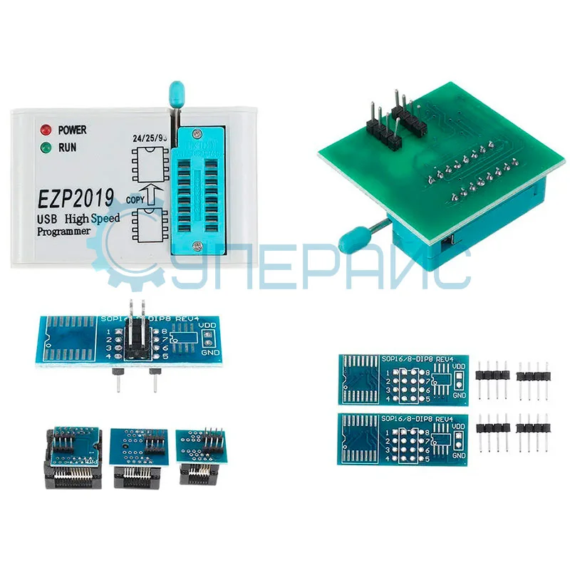 USB программатор высокоскоростной EZP2019 с 9 адаптерами фото 17