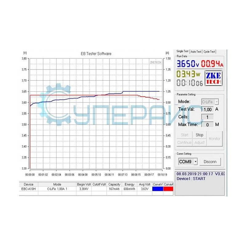 Тестер аккумуляторов ZKETECH EBC-A10H фото 6