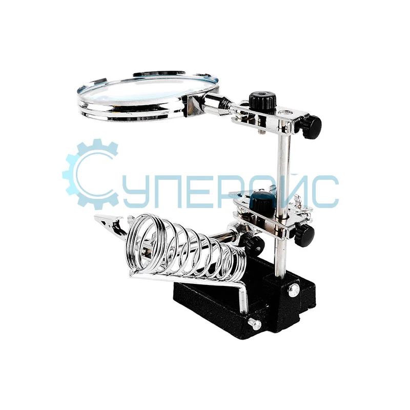 Подставка для пайки Solan 1086 с зажимами и лупой фото 1