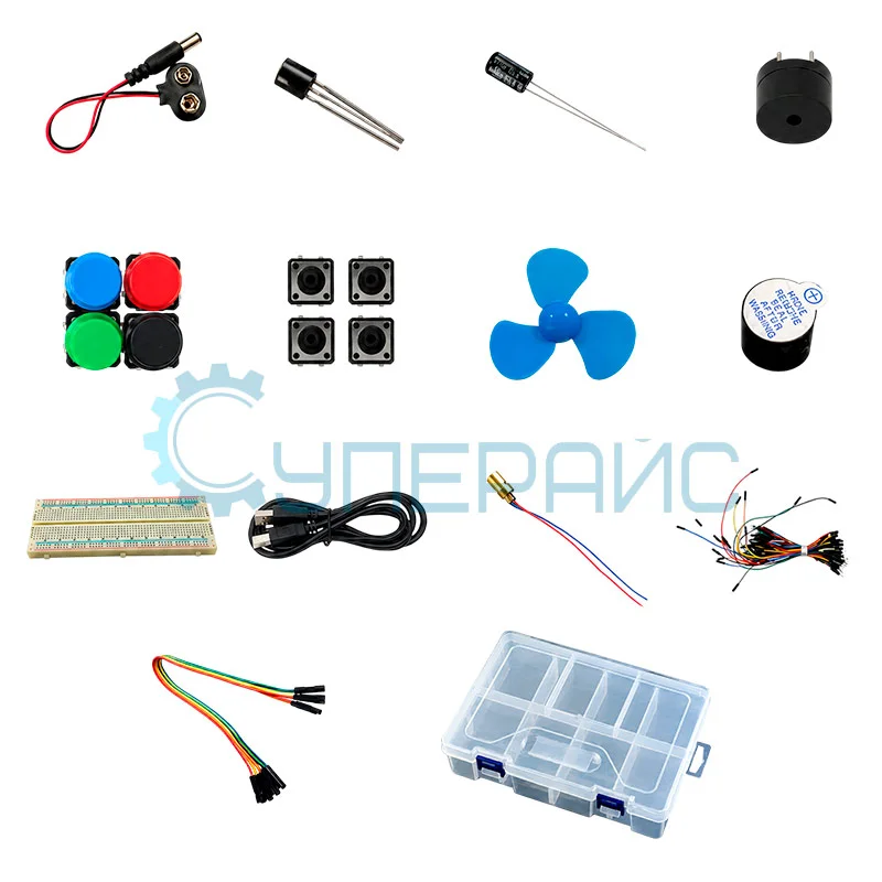 Набор UNO R3 Starter Kit с Bluetooth модулем ZS-040 и контроллером, совместимым со средой Arduino, и 16 уроками в среде Scra