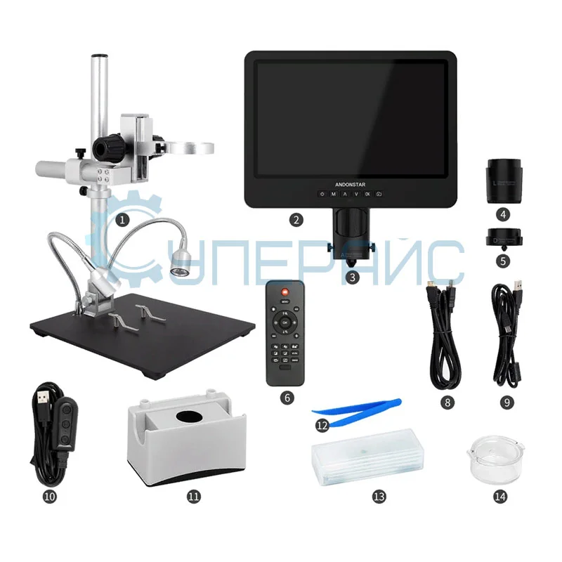 Цифровой USB-микроскоп Andonstar AD249S-M с дисплеем 10 дюймов фото 5