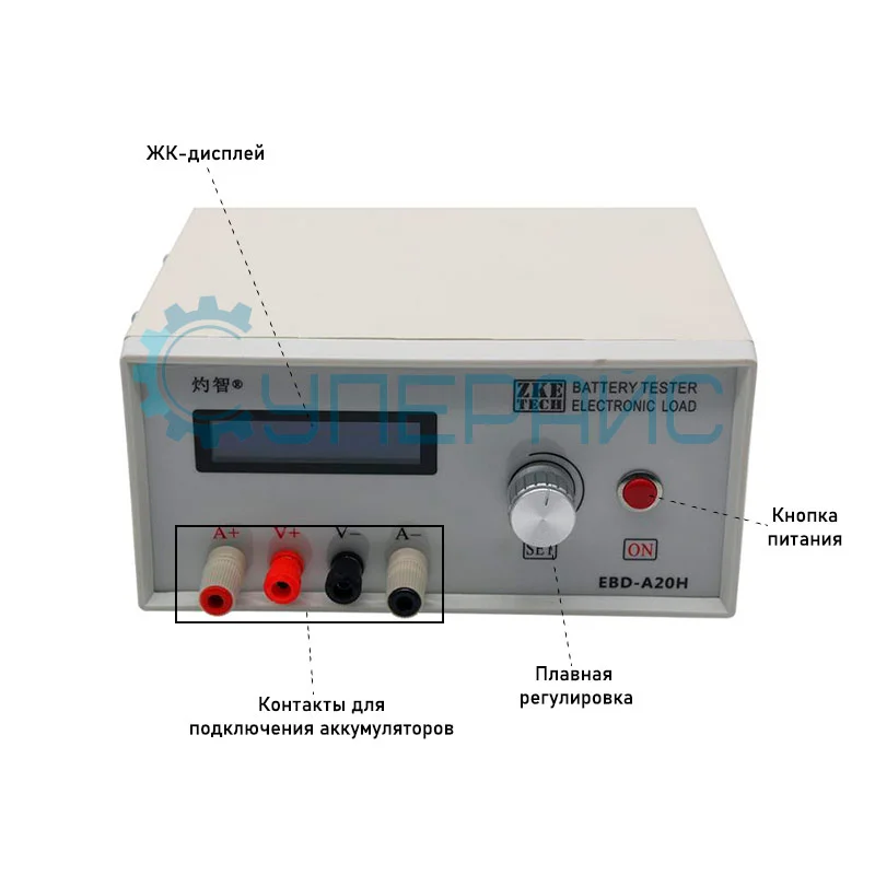 Нагрузочный тестер аккумуляторных батарей ZKETECH EBD-A20H фото 1