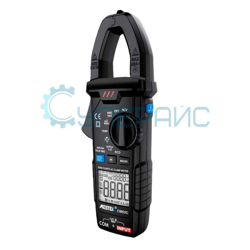 Токовые клещи цифровые Mestek CM83C с функцией замера температуры фото 1