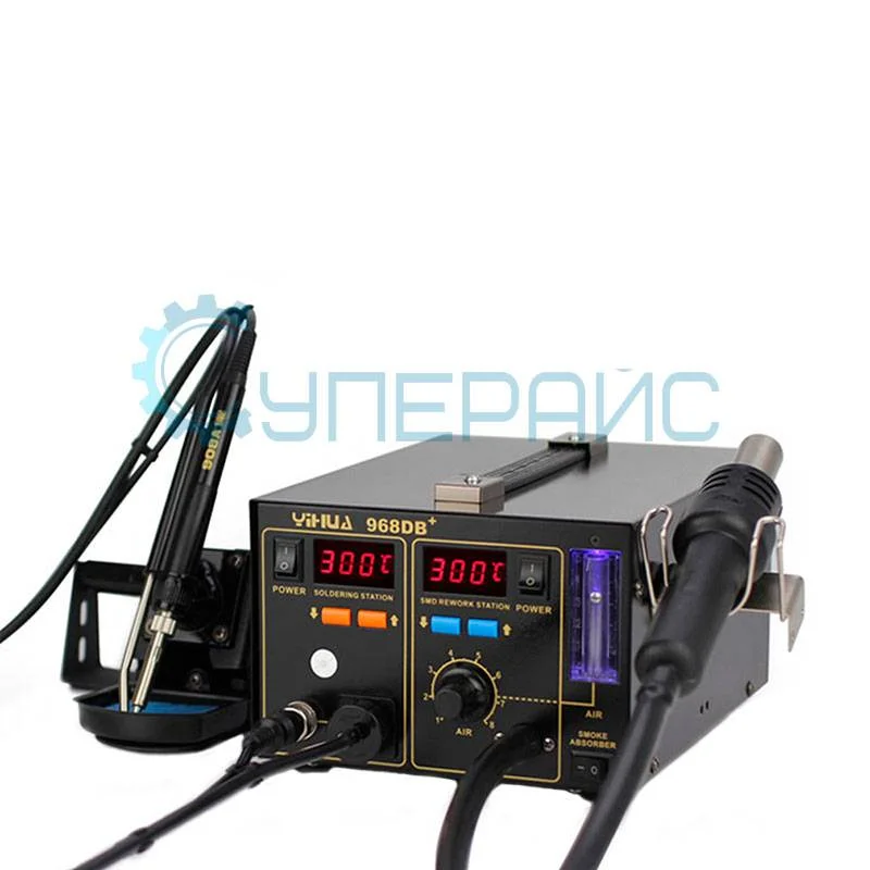 Термовоздушная паяльная станция YIHUA-968DB+ (компрессорная) (3 в 1) с паяльником + дымопоглотитель фото 1