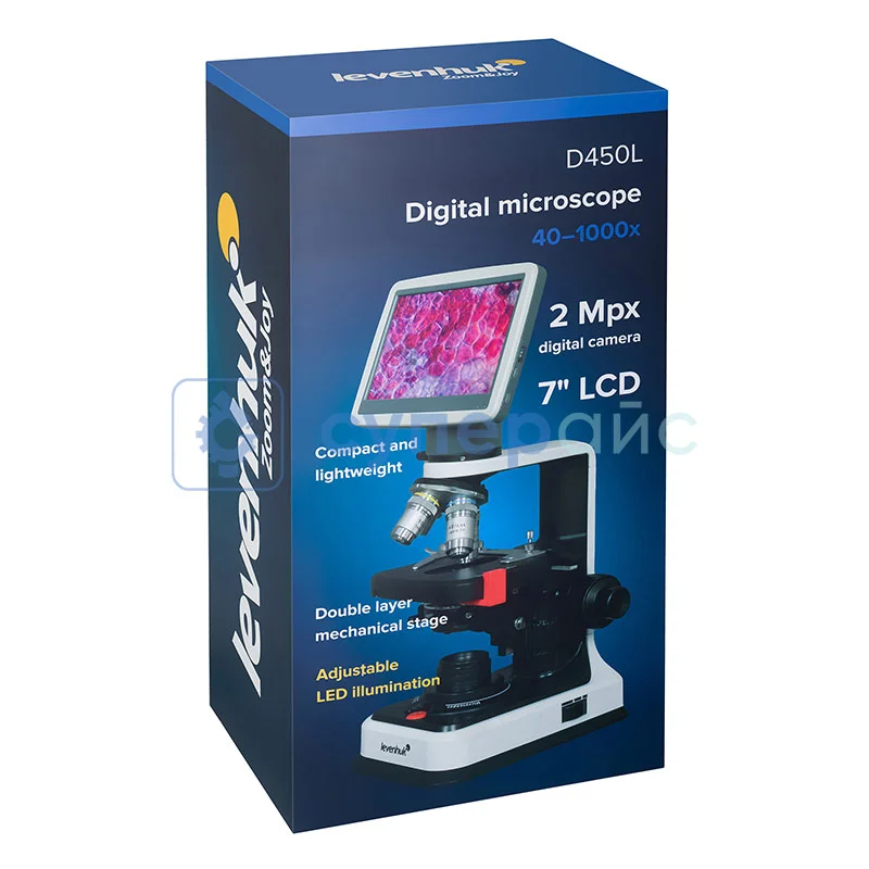 Лабораторный цифровой микроскоп Levenhuk D450L LCD 7 дюймов фото 12