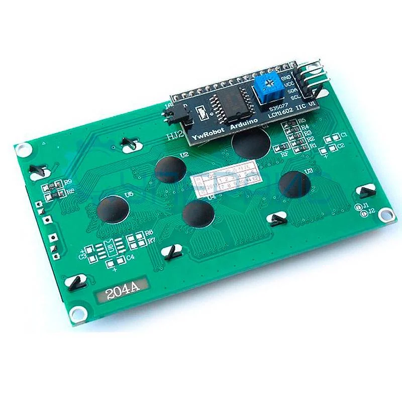 Символьный ЖК дисплей LCD2004A 20x4 с I2C переходником, зеленая подсветка фото 2