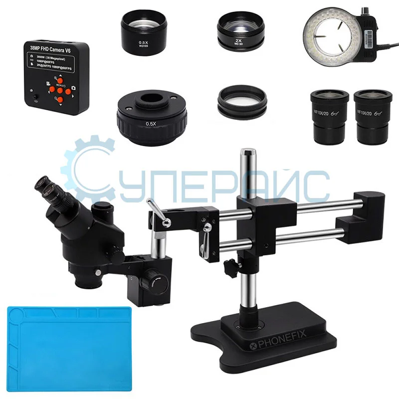 Стереоскопический тринокулярный микроскоп PHONEFIX FIX419 с камерой 38 Мп фото 6