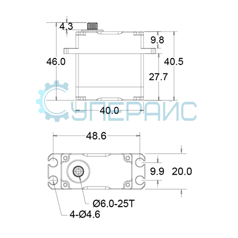 Сервомотор YANTRS BHS4055MGX (180°, 55 кг*с*см) со степенью защиты IP67 фото 8