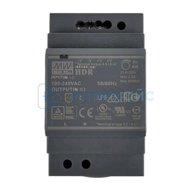 Импульсный источник питания на ДИН-рейку MEAN WELL HDR-60-48 фото 1
