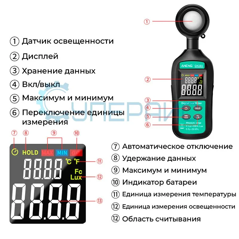 Люксметр ANENG GN201 фото 4