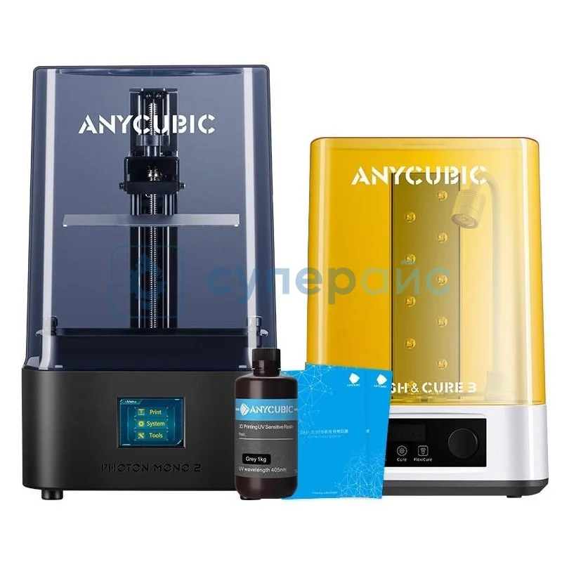 Фотополимерный 3D принтер Anycubic Photon Mono 2 с устройством для очистки и дополнительного отверждения моделей Wash&Cure 3