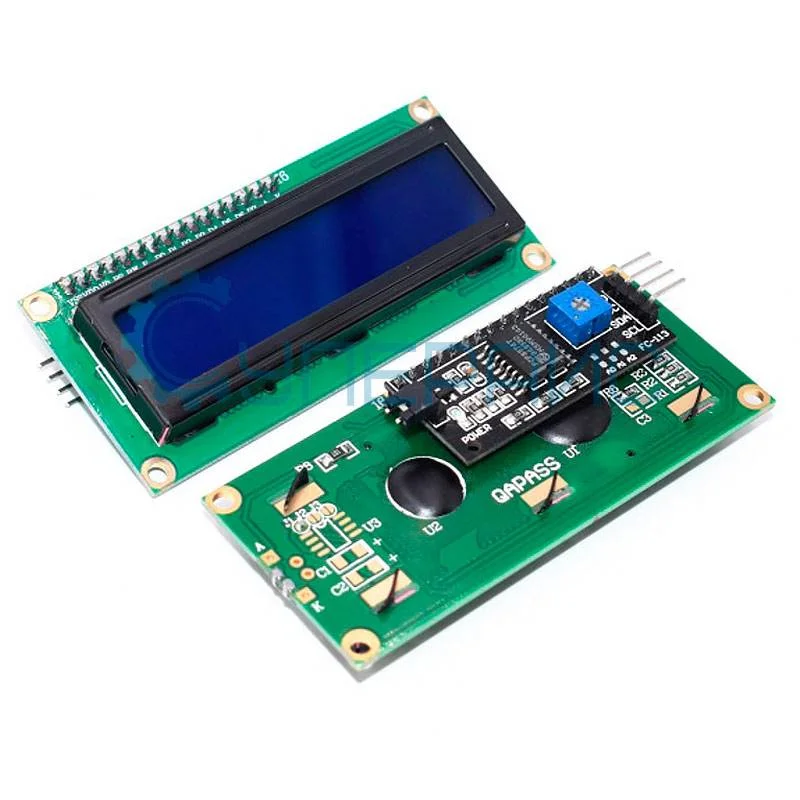 Символьный дисплей LCD1602A синяя подсветка с IIC/I2C для Arduino фото 1