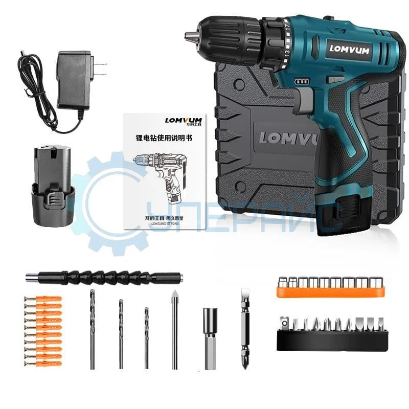 Дрель-шуруповерт Lomvum LV1201 с кейсом фото 1