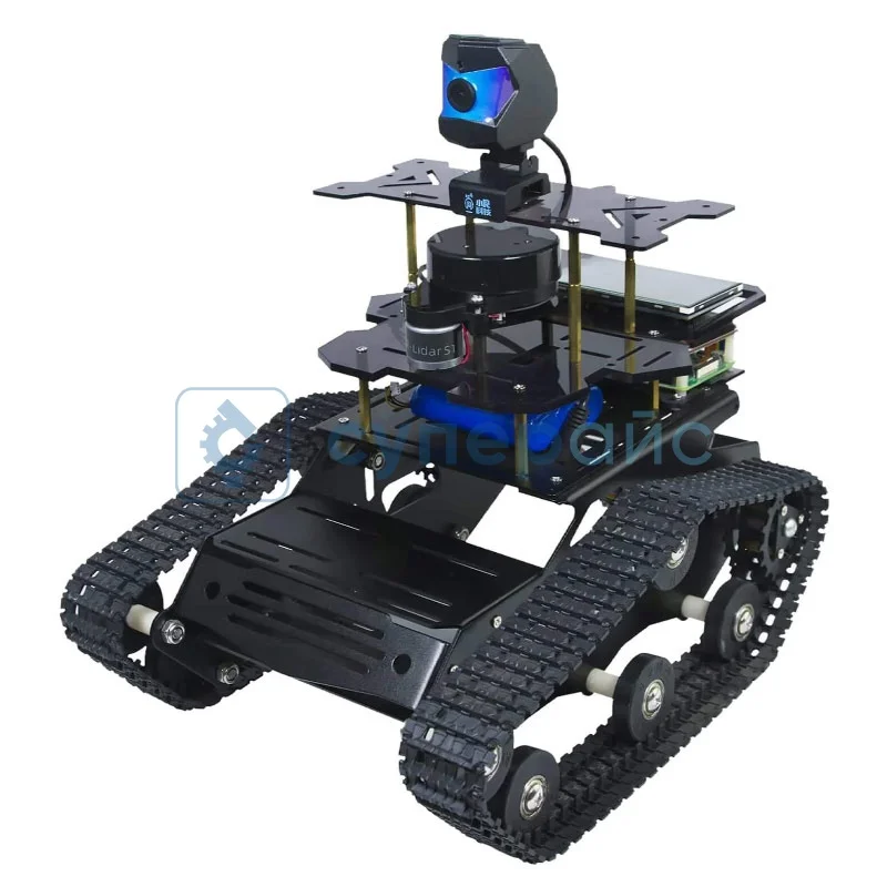 Гусеничный робот Raspberry Pi 4B Xiao-r XR-ROS SLAM с аккумулятором 8400 мАч фото 1