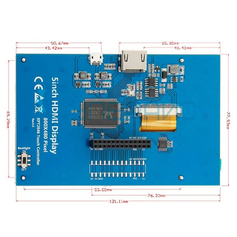 Дисплей 5 дюймов с адаптером (HDMI-HDMI) для Raspberry Pi 3 фото 11