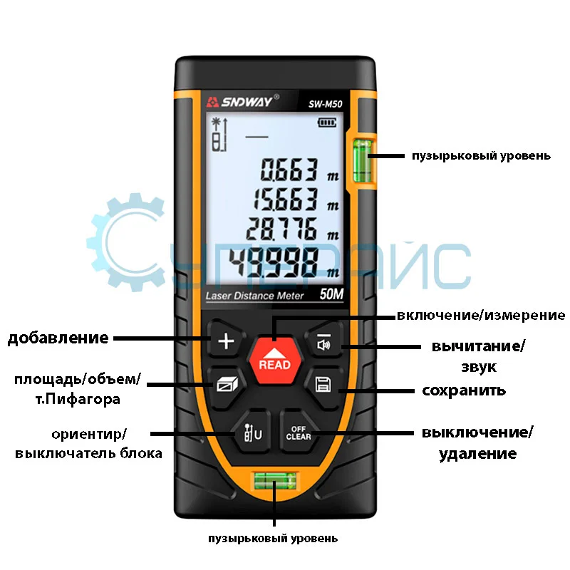 Лазерный дальномер SNDWAY SW-M50 фото 8