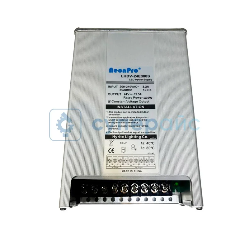 Блок питания для светодиодной ленты NeonPro LHDV-24E300S (24 В, 12.5 А, 300 Вт) фото 1