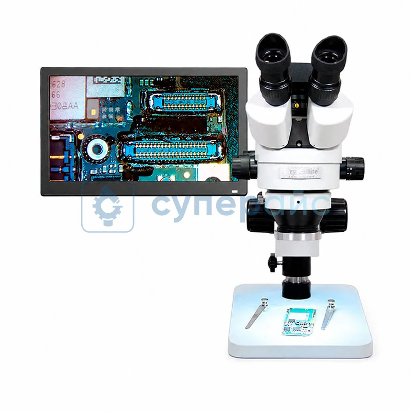 Микроскоп тринокулярный Crystallite ST-7045 с HDMI камерой и дисплеем фото 1