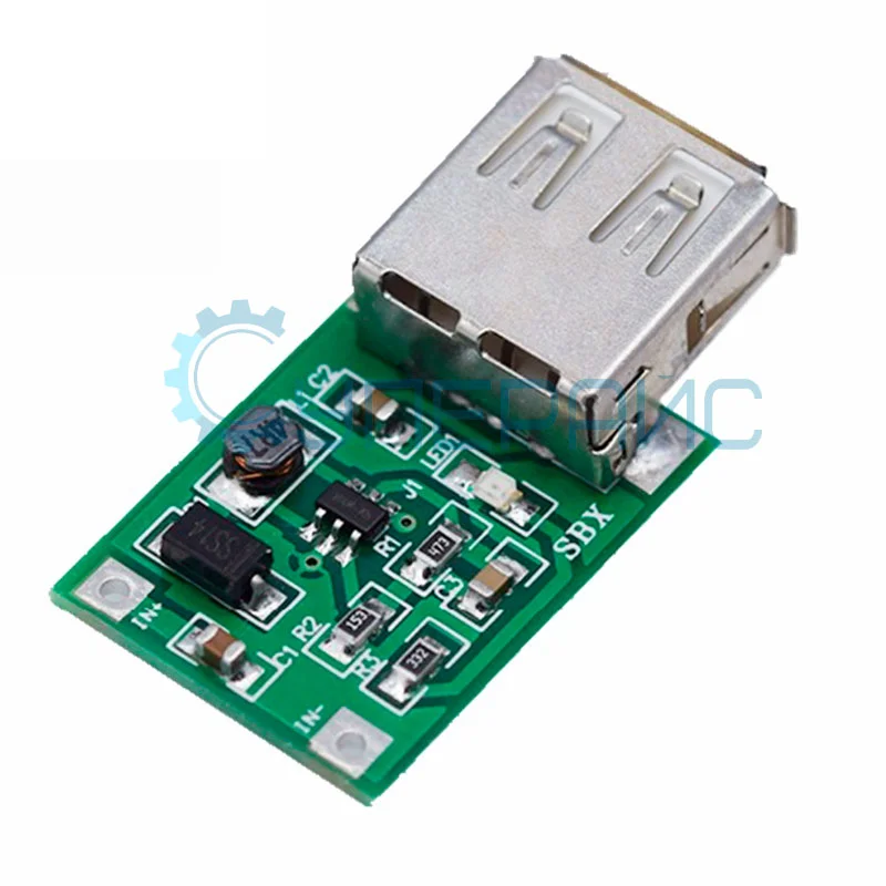 Повышающий USB конвертер 600 мА (зеленая плата) фото 2