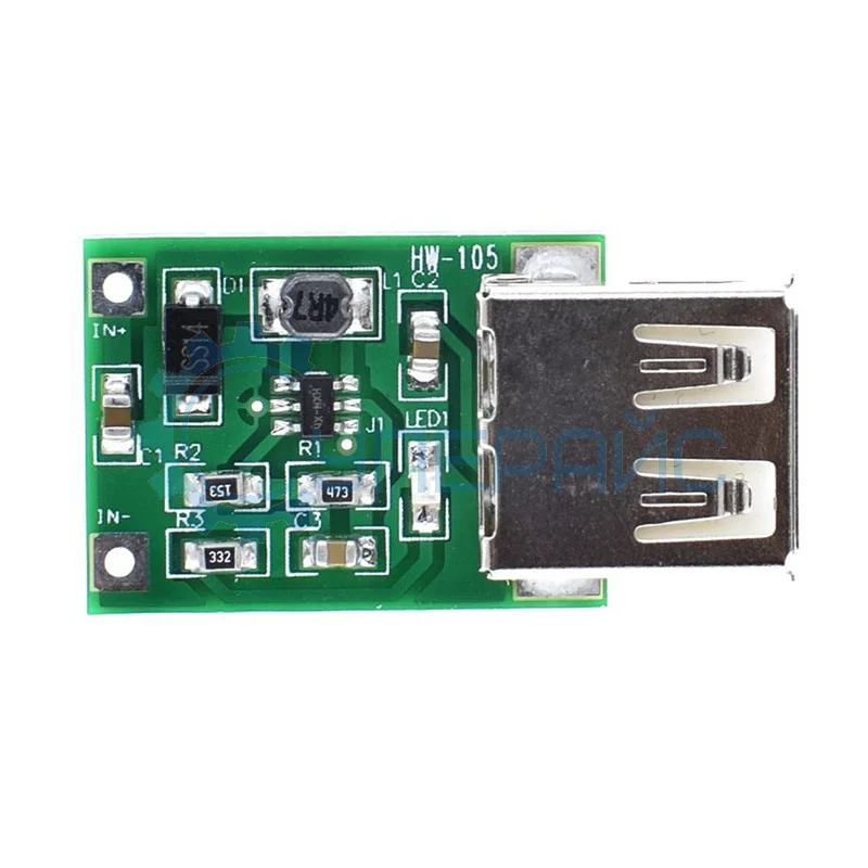 Повышающий USB конвертер 600 мА (зеленая плата) фото 1