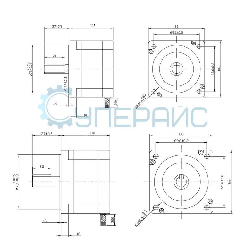Шаговый двигатель SUMTOR 86HS11860A4 (NEMA 34) фото 2