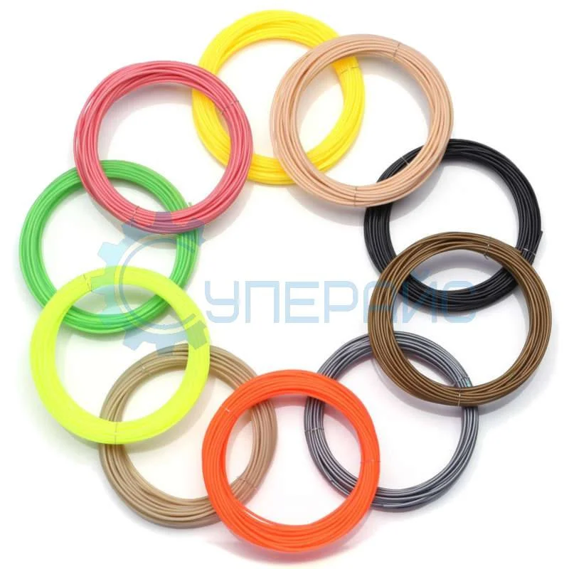 PLA пластик для 3D ручки, набор из 10 цветов (50 метров) фото 1