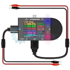 USB тестер Juwei Atorch UD24 с комплектом USB проводов питания типа крокодил фото
