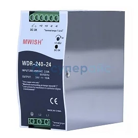 Импульсный источник питания на ДИН-рейку MWISH WDR-240-24 фото