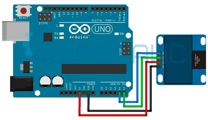  Схема подключения дисплея SSD1306 к Raspberry Pi2 по шине I2C 