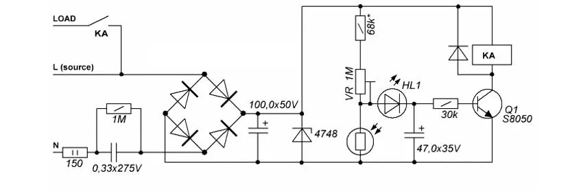 гасящий конденсатор схема