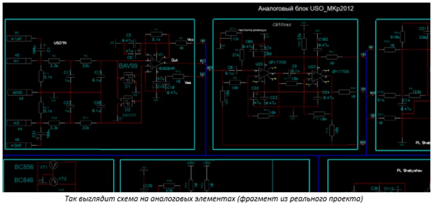 схема на аналоговых элементах аналоговый блок схема