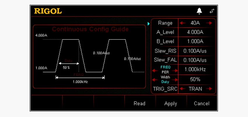 Меню тестера RIGOL DL3021