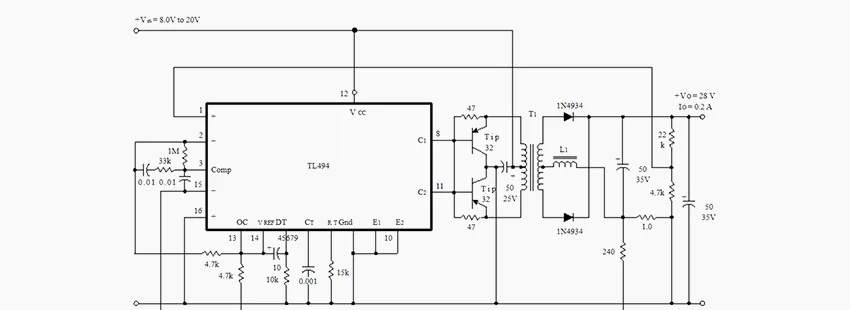 Преобразователь напряжения с ШИМ: схема импульсная схема