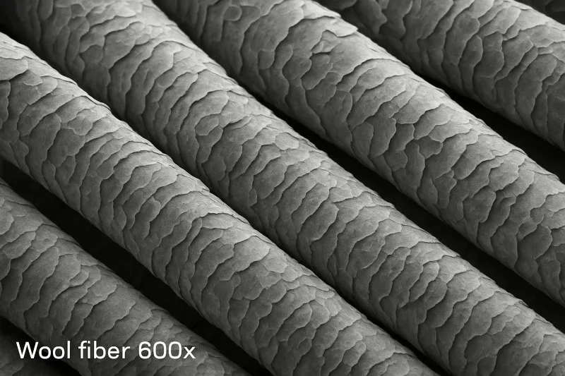 вид шерсти под микроскопом