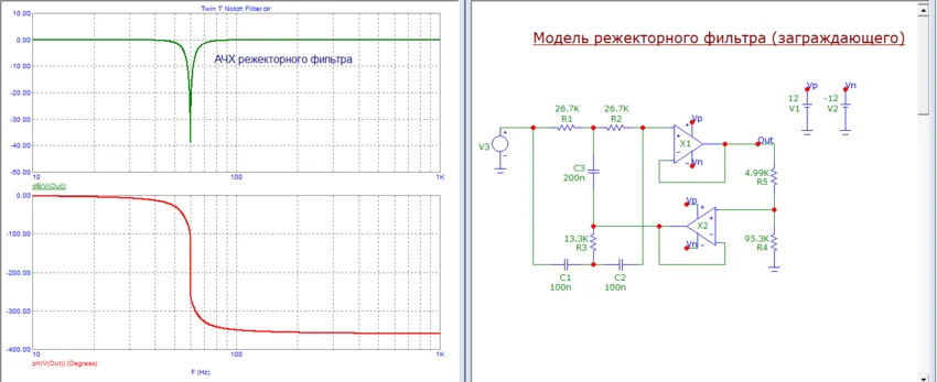 фильтр заграждающий схема режектора