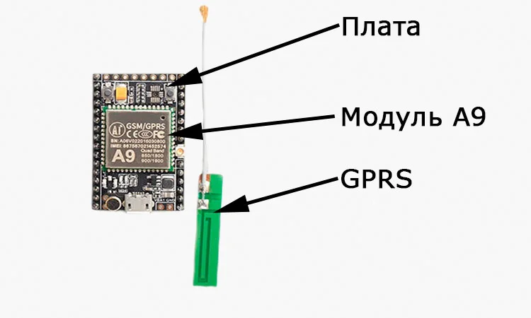 Плата A9 с антенной gprs