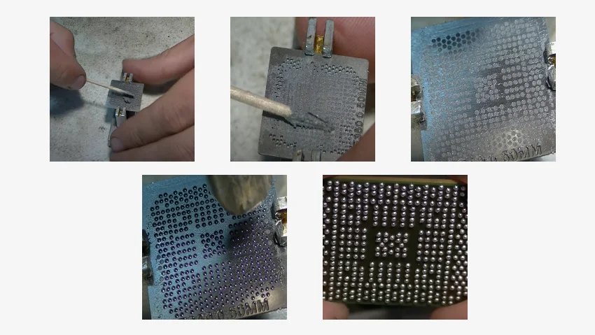 Схема работы с паяльной пастой Conduction CD-SG668 Последовательность применения пасты