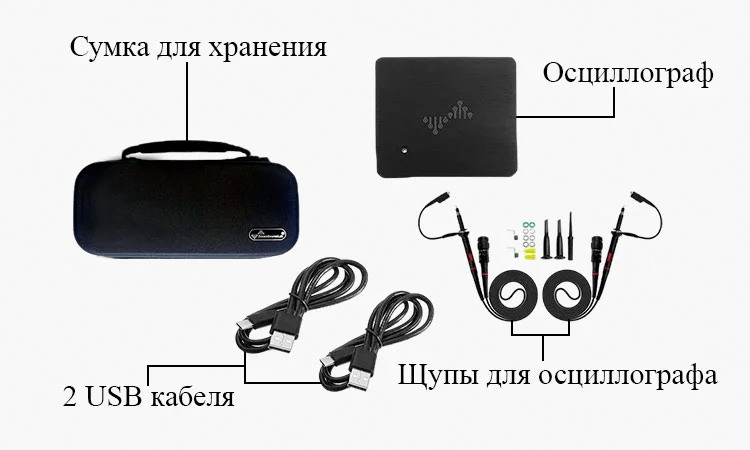 USB осциллограф DSCope U3P100 Комплектация USB осциллографа