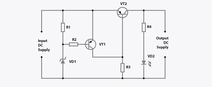 сымитированная схема с защитой от перенапряжения