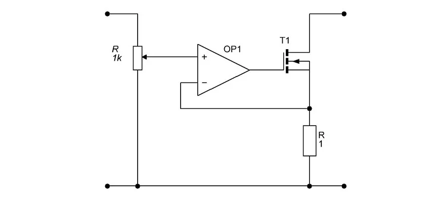 Схема простейшей электронной нагрузки