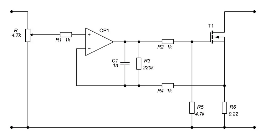 Схема простейшей электронной нагрузки