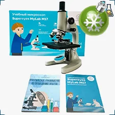 купить Школьный монокулярный микроскоп Supereyes MyLab M17 с расширенным набором для опытов и 50 микропрепаратами на новый 2023 год в суперайс