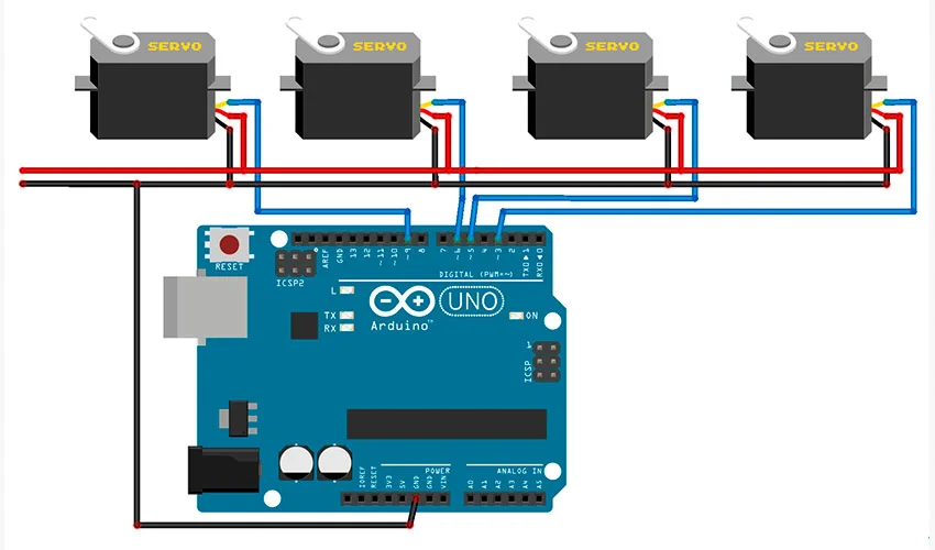 как подключить несколько сервоприводов