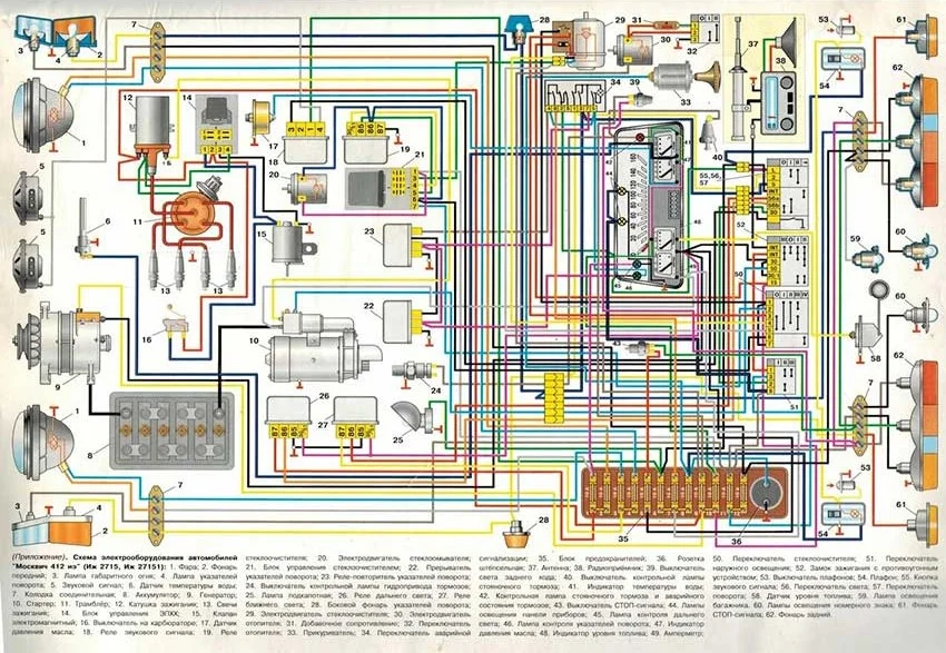 Электросхема автомобиля Москвич 412